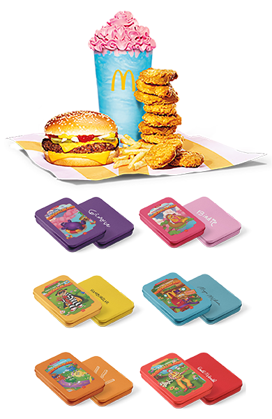 The McDonaldland Meal featuring Quarter Pounder, Chicken Nuggets, Fries, Shake and souvenir kits